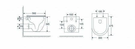 Подвесной унитаз безободковый Terminus Енисей Monolit 560х390 белый Ставрополь - фото 8