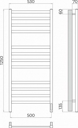 Ното П12 500х1250 Электро (quick touch) Полотенцесушитель TERMINUS Ставрополь - фото 3