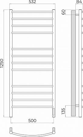 Классик П12 500х1250 Электро (quick touch) Полотенцесушитель TERMINUS Ставрополь - фото 3