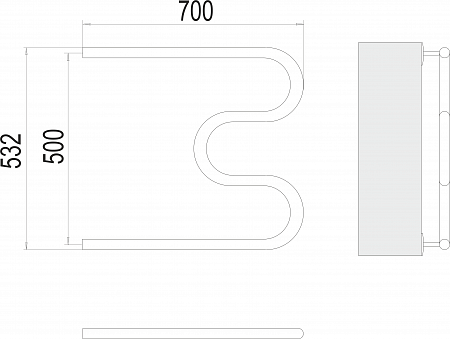 М-обр AISI 32х2 500х700 Полотенцесушитель  TERMINUS Ставрополь - фото 3