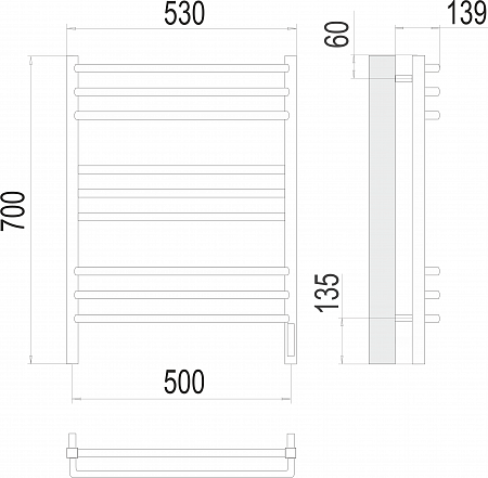 Соренто П9 500х700 электро (sensor quick touch) Полотенцесушитель  TERMINUS Ставрополь - фото 3