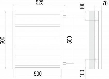 Вега П6 500х600 бп500 Полотенцесушитель  TERMINUS Ставрополь - фото 3