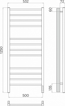 Аврора П12 500х1250 Электро (quick touch) Полотенцесушитель TERMINUS Ставрополь - фото 3
