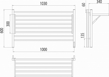 Горизонт П8 1000х600 электро КС ЧЕРНЫЙ МУАР (sensor quick touch) Полотенцесушитель TERMINUS Ставрополь - фото 5