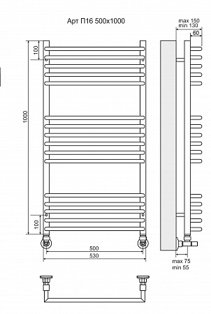 Арт П16 500х1000 Полотенцесушитель  TERMINUS Ставрополь - фото 3